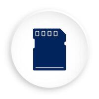 Memory card icon for storing information in neomorphism style for mobile app. Button for mobile application or web. on white background vector