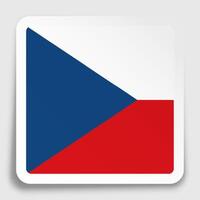 CZECH flag icon on paper square sticker with shadow. Button for mobile application or web. vector