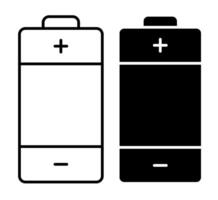 Linear icon. Battery for portable devices. Energy storage in energy efficient recyclable battery. Simple black and white on white background vector