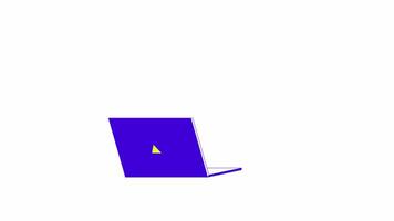 Digital scanner laptop 2D object animation. Augmented reality projection notebook cartoon 4K , alpha channel. Technology biometric identification animated flat item on white background video