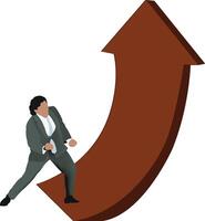 Businessman walking up a steep arrow representing business growth vector