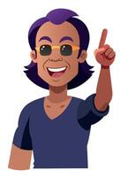 Smiling man pointing up having an idea wearing sunglasses vector