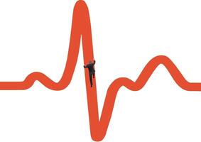 Businessman walking on red line graph showing growth vector