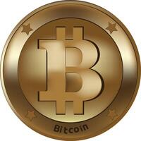Golden 3d bitcoin coin graphic representing cryptocurrency vector