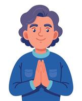 Senior worker man standing and clapping hands vector