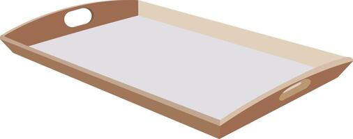 Simple, clean illustration of a wooden serving tray with a handle vector