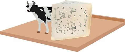 Dairy concept illustration with cow and cheese vector