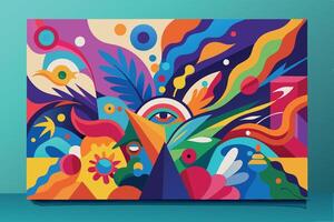 Abstract colorful background design with organic and geometric shapes vector