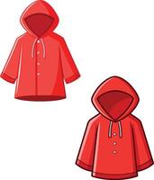 Two red raincoats protecting from cold weather vector