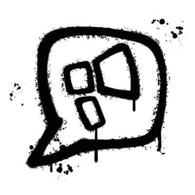 Black and White Graffiti Spray Painted announcement icon on white background