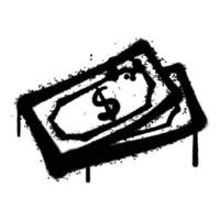 Black and White Graffiti Spray Painted money on white background vector