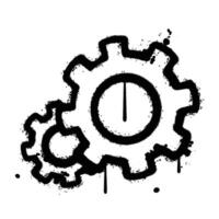 Black and White Graffiti Spray Painted setting icon on white background vector
