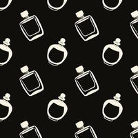 Dark pattern of various perfume contour bottles, perfect for cosmetic design projects or fashion layouts and packing. vector