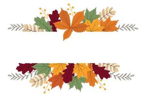 Banner with fall leaves on white background vector