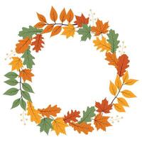 Autumn circle frame with space for text. vector