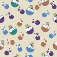 colorful potion bottles in seamless pattern vector