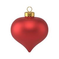 Realistic red classic Christmas tree bauble falling drop with loop comfortable hanging 3d template vector
