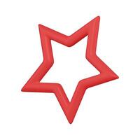 Red elegant star shape contour decorative design with metallic gloss realistic illustration vector