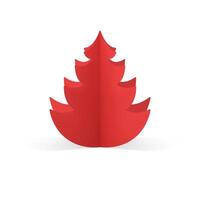 Red realistic paper Christmas tree template for festive Xmas decorative design 3d isometric vector