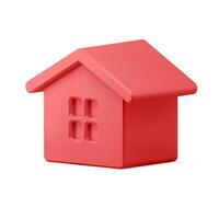 Red house toy luxury decorative design 3d isometric illustration. Realistic template vector