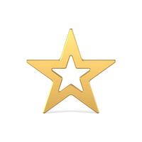 Expensive golden realistic metallic glossy five pointed star contour frame luxury design vector