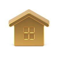 Realistic luxury golden hut with triangle roof and window 3d isometric illustration vector