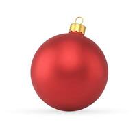 Festive red Christmas tree ball with golden loop for hanging realistic illustration vector