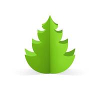 Isometric green Christmas tree with paper branches for festive decorative design 3d template vector