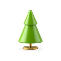 Minimalistic green tree isometric figure on golden rack for interior decorative design 3d vector