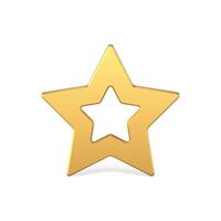 Realistic golden star shape contour frame metallic glossy bauble decorative design template vector
