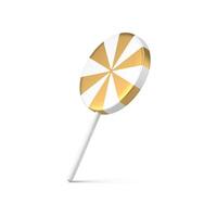 Traditional bright luxury isometric twisted lollipop on stick 3d template design realistic vector