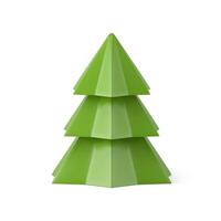 Beautiful abstract polygonal shape decorative green Christmas tree realistic 3d template vector