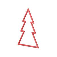 Realistic Christmas tree red metallic border diagonal placed minimalist Xmas bauble isometric vector