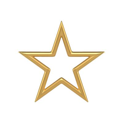 Golden jewellery decorative element five pointed shining star achievement design template 3d