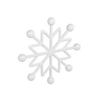 Realistic white three dimensional snowflake with spheres decorative design illustration vector