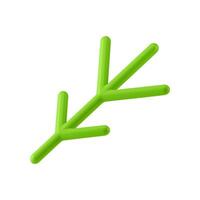 Glossy minimalistic green tree branch with sticks decorative design 3d realistic illustration vector