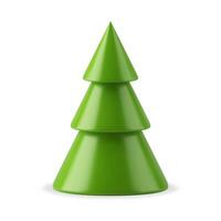 Glossy green Christmas tree toy decorative mockup realistic illustration Xmas element vector