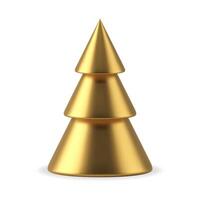 Minimalistic triangle golden Christmas tree decorative design realistic illustration vector