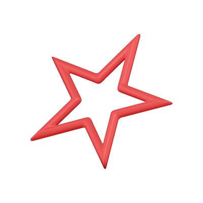 Festive Christmas tree toy decor design red star contour shape isometric realistic