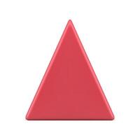 Realistic red triangle glossy pyramid shape Christmas tree bauble or caution bright symbol 3d vector
