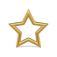 Luxury golden five pointed star shape contour Christmas tree decorative element 3d realistic vector