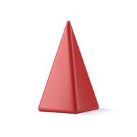 Classic red metallic gloss isometric triangle shape with shadow realistic polygonal figure angles vector