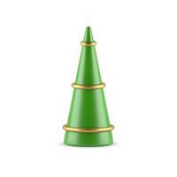 Elegant minimalist abstract Christmas tree cone shape decorative design with golden rings vector