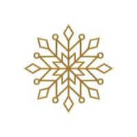 Decorative golden snowflake pattern realistic illustration. Glossy winter symbol vector