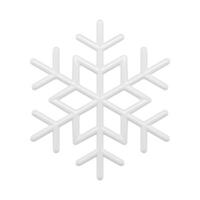 White clean blank realistic white frozen snowflake with star and branches ornament front view 3d vector
