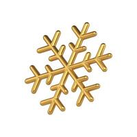 Shiny metallic isometric golden snowflake decorative design bauble ornamental toy realistic vector