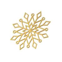 Golden glossy ornamental snowflake three dimensional realistic illustration vector