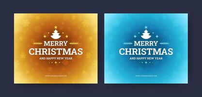 Merry Christmas and Happy New Year social media post design template set illustration vector