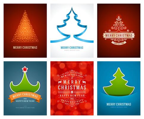 Christmas greetings cards backgrounds set