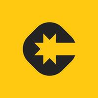 Initial letter C Star logo, letter C with Star combination flat design logo template element vector